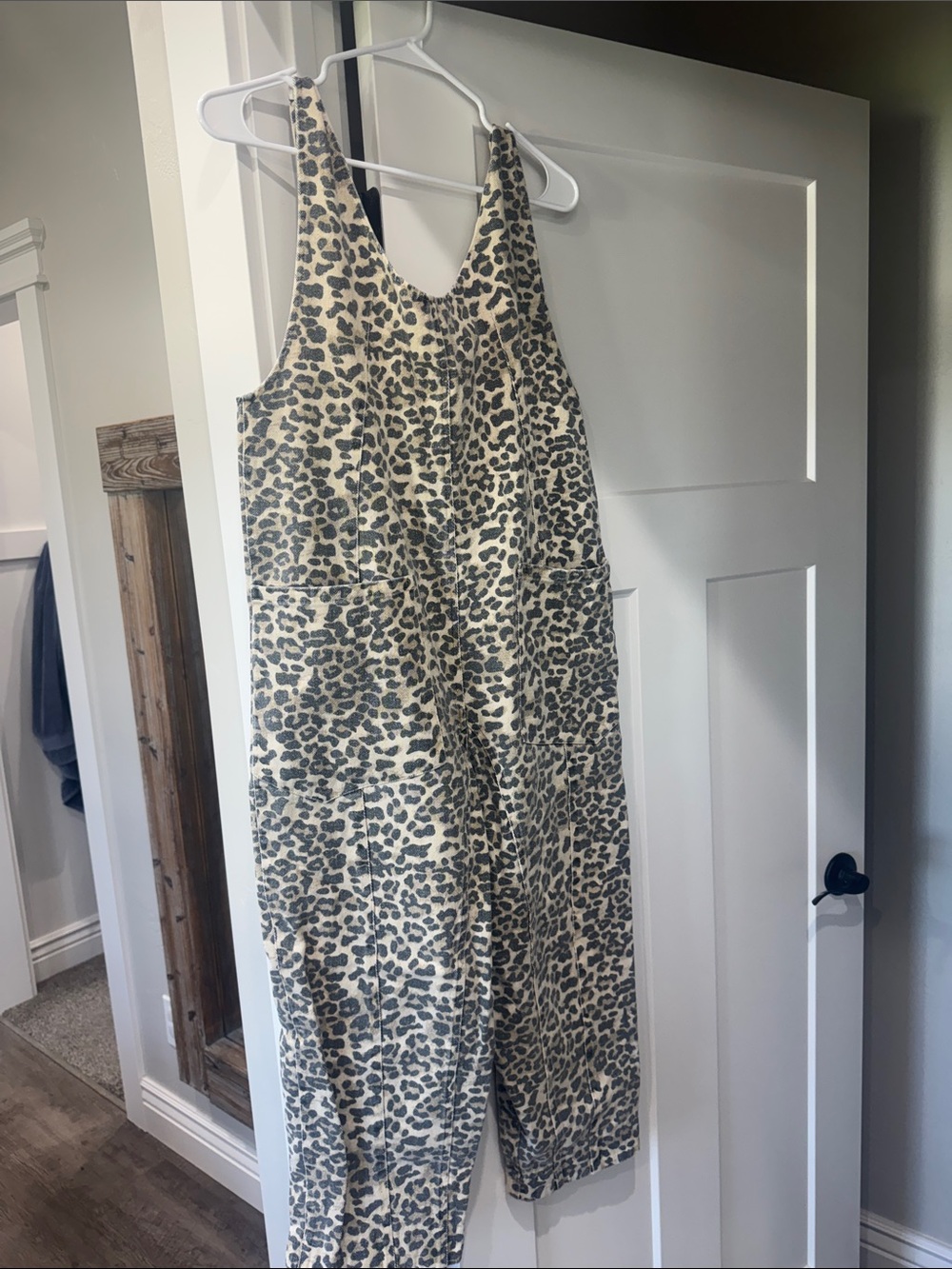Leopard Print Linen-Blend Overalls